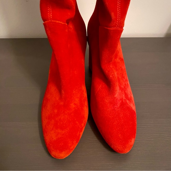 Banana Republic Tall Suede Slouchy Boot Hot Red Heeled Shoes Women's 8.5 US - Picture 6 of 10